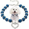 Hot Pink Pearl Dog Necklace, Beaded Cat Collar with Cute Crystal Heart Pendants Girl Dogs Necklace with Diamond Rhinestone for Puppy Small Medium