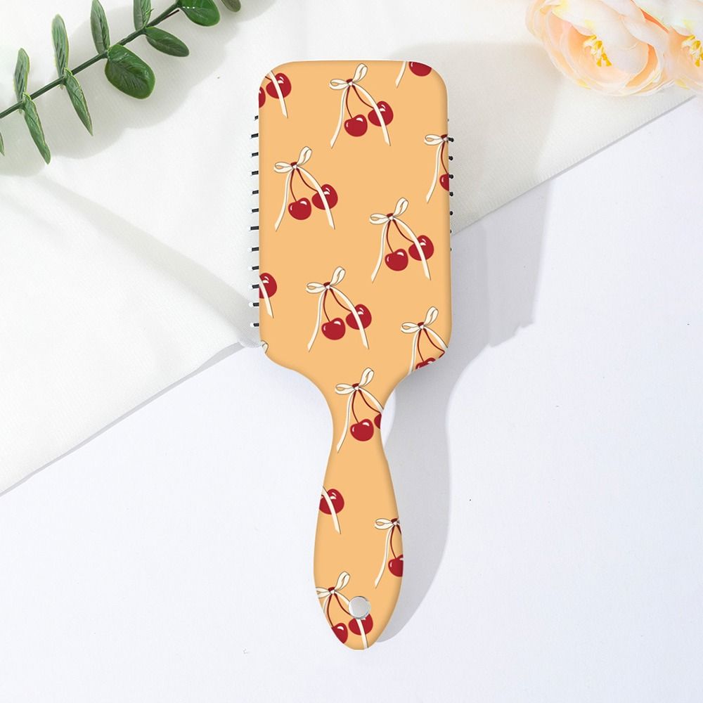Bowknot Cherry Pattern Air Cushion Hair Brush Portable Detangling Brush for Women & Girls