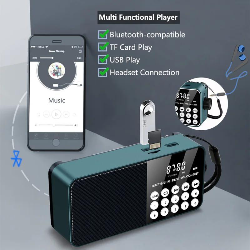 FM-радио Портативный перезаряжаемый Bluetooth-динамик USB TF MP3-плеер со светодиодной подсветкой 3,5-мм разъем для наушников Уличный радиоприемник FM