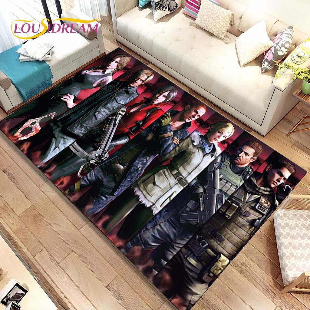 3D R-Resident Evil Games Gamer Area Rug, ковер для гостиной, спальни, дивана, коврика для двери, детский игровой нескользящий коврик