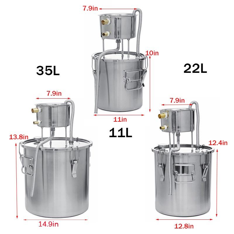 3/6/9 Gallon 11/22/35 Litres Copper Tube Moonshine Still Spirits Water Alcohol Distiller Home Brew Wine Making Kit