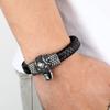 Европейский и американский ретро-браслет из нержавеющей стали со слоном и совой, черный плетеный браслет из натуральной кожи