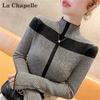 La Chapelle Women's Soft Polo Neck Short Sleeve Sweater