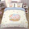 Cartoon Motif,Microfibre Bedding Sets, Children's Bed Linen with Zip Room Decor Duvet Cover for Teenagers Adult 3-Piece