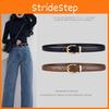 Solid Color Gold Buckle Decoration Women Casual Slim Waist Belt For Stylish Daily Use