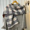 1PCS Autumn Winter Fashionable and Trend Plaid Scarf Luxury Women Color Matching Tassel Bib Scarves Imitation Cashmere Shawl