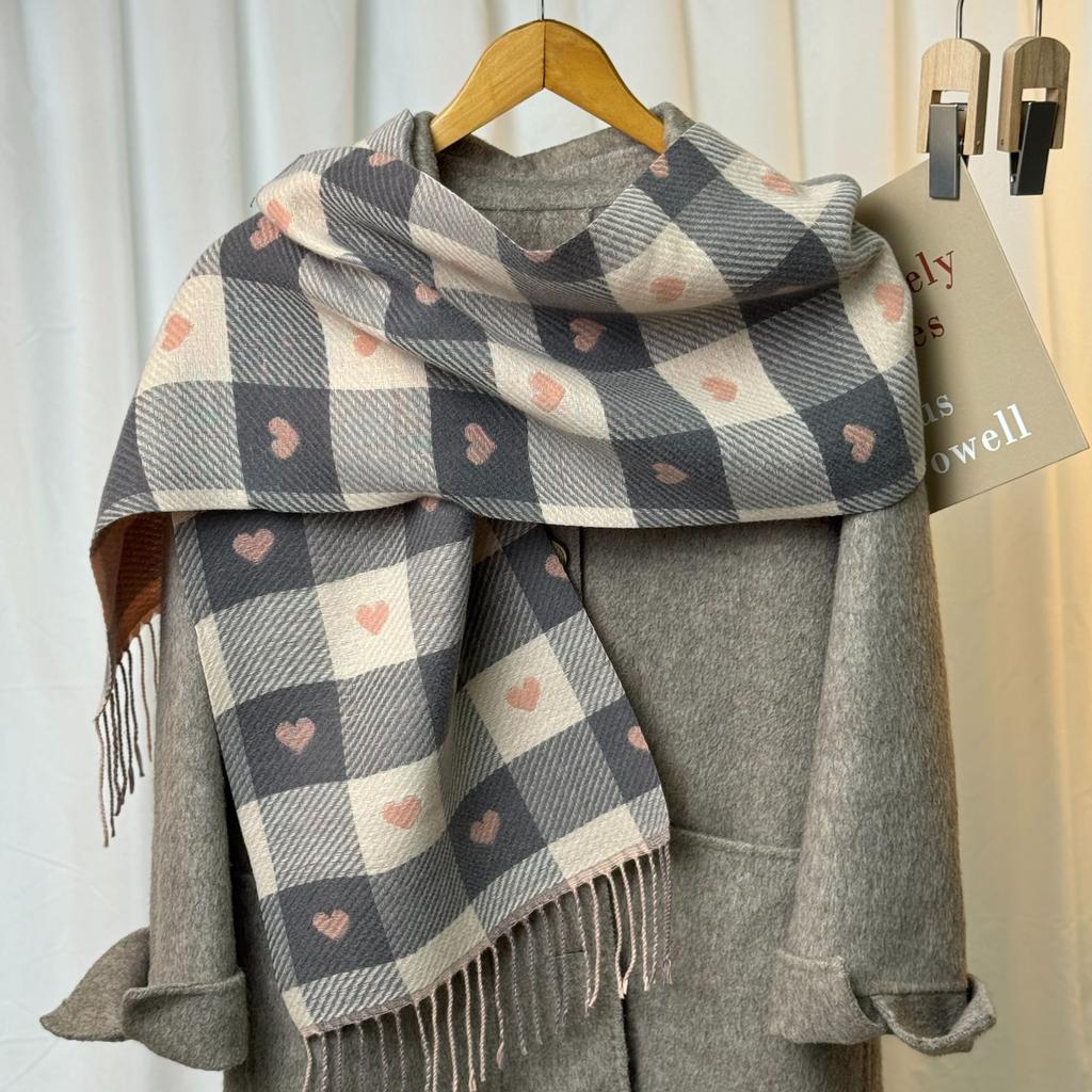 1PCS Autumn Winter Fashionable and Trend Plaid Scarf Luxury Women Color Matching Tassel Bib Scarves Imitation Cashmere Shawl