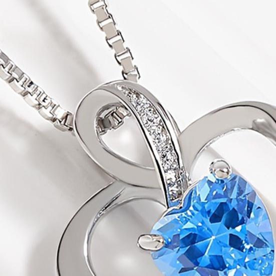 Heart Necklace for Women Love Heart Pendant with Faux Crystal Birthstone Necklace for Mother's Day Anniversary Birthday