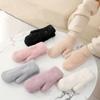 Women’s Solid Fluffy Palm Shape Gloves Double Warm Thicken Stylish Mitten Soft Lining Comfortable Cycling Gloves for Winter