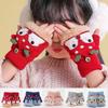 Children's Knitted Cartoon Deer Mittens, Warm Winter Velvet-Lined, Flip Half-Finger, for Primary School Students.