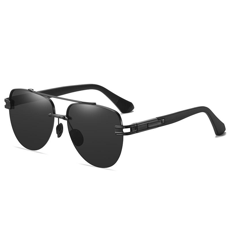 aoron Polarized Men's Large Frame Borderless Sunglasses Fashion Metal Sunglasses Glasses