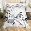 Dandelion Floral Duvet Cover King Queen Wooden Plank Farmhouse Comforter Cover Microfiber Dragonfly Botanical Weed Bedding Set