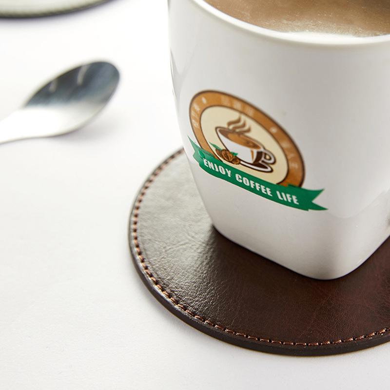 Круглый коврик для стола Кожаные подставки под тарелки Подставка под чашку Термостойкий коврик под чашку Кружка Коврик для кофе Напиток Чай