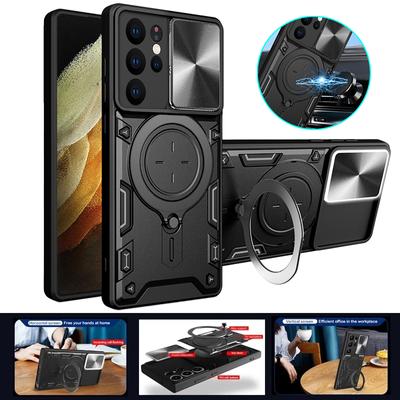 Для Samsung Galaxy S21 Ultra чехол Armor Магнитный держатель Кольцо Объектив Защитный чехол для телефона Samsung S20 S21 FE S21 + Plus задняя крышка