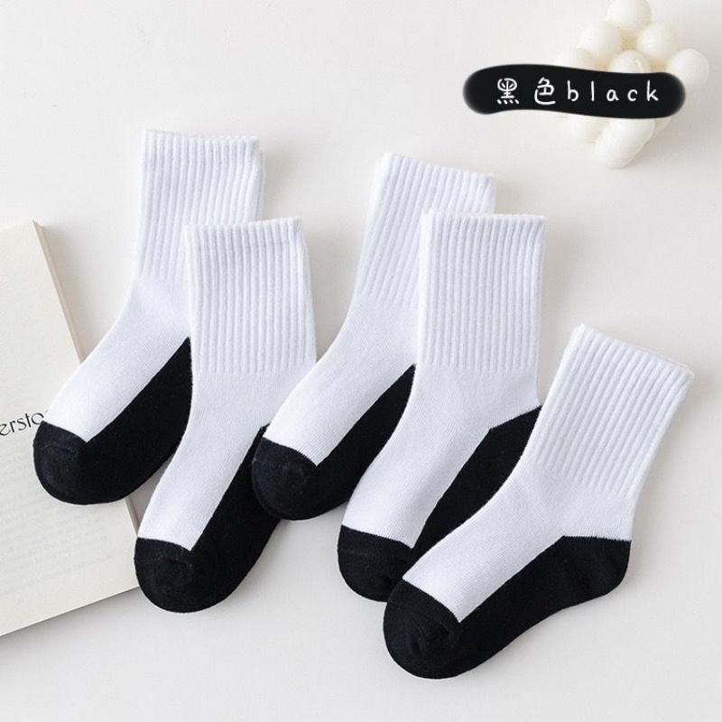 5pairls 3-12Yrs Kids Plain Socks for Boy Girl Sport Socks Children White Grey Black Sock