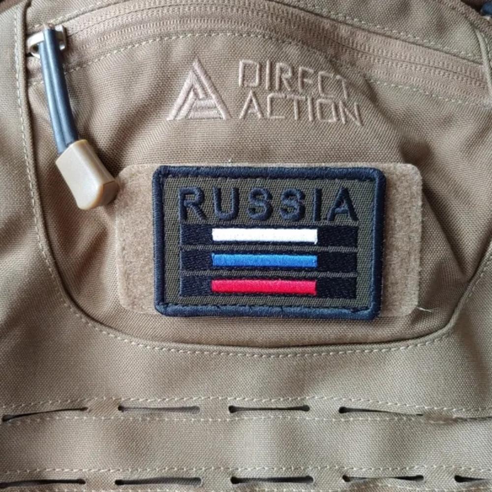 Тактический флаг России с шевроном и застежкой-липучкой, нашивки 5,5x8 см