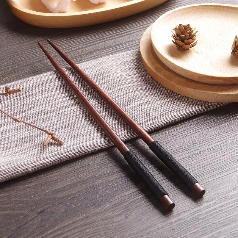 Handmade Japanese Natural Chestnut Wood Sushi Chopsticks Set Value Gift Sushi Chinese Food Tie Line