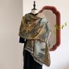 Chinese Style Landscape Painting Women Scarf Soft Warm Pashmina Shawl Winter Outdoor Coldproof Windproof Blanket Wrap Scarf