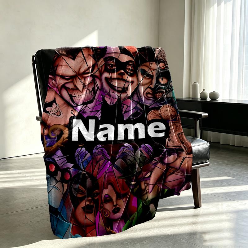 Custom Name Personalized Batman Print Blanket, Home Decor, Bedroom, Sofa, Camping, Couch, Gifts for Birthday Christmas