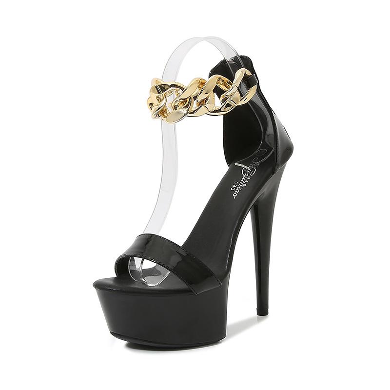 Fashion New Chain Style Stage Performance Women's Sandals Summer Party Wedding Shoes Sexy Fashion Thick Bottom Striptease Stilettos