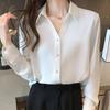 Fashion Long Sleeve Turn Down Collar Office Lady White Blouse Shirt Women Tops J141
