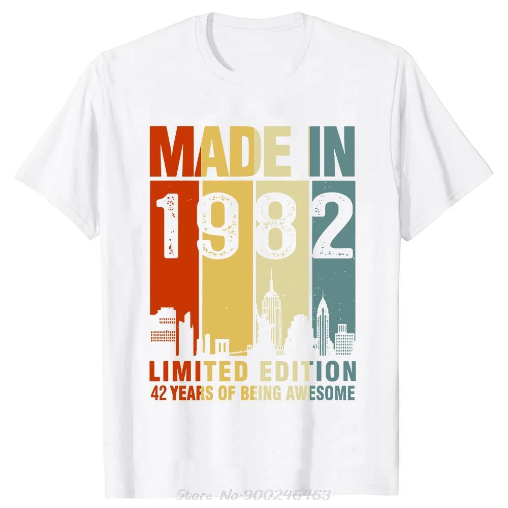 Funny Made In 1982 Limited Edition 42 Years Of Being Awesome T-shirt Summer Cotton Tshirt Birthday Gifts Oversized Men T Shirt