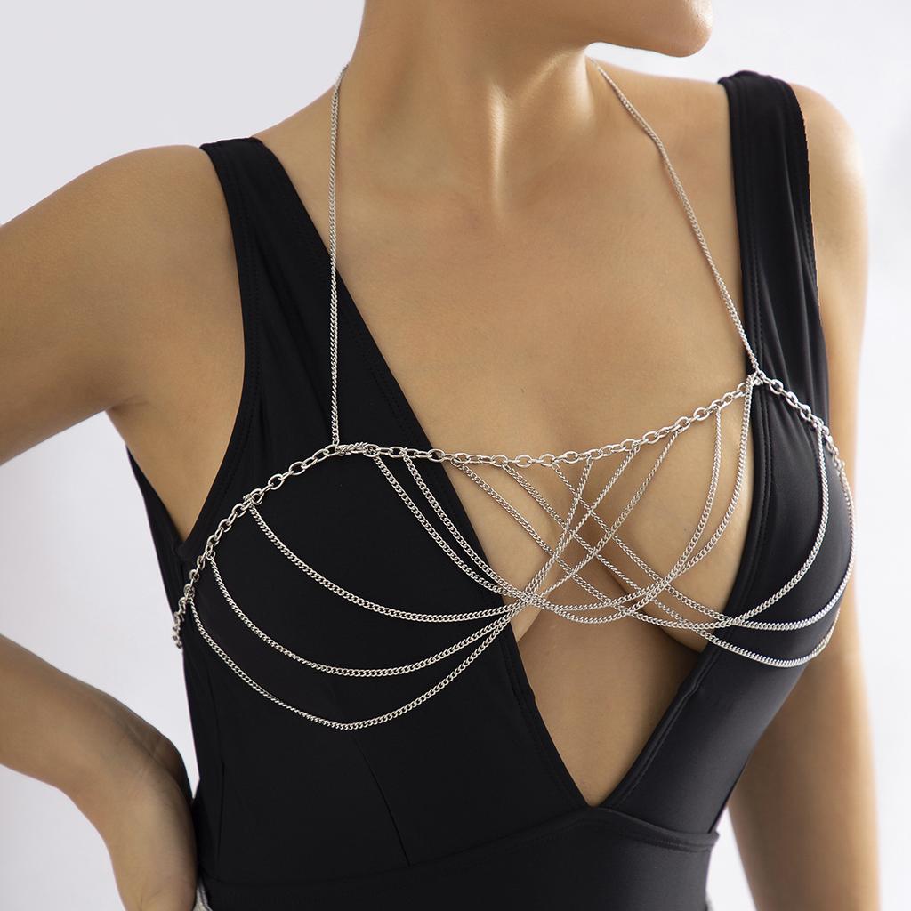 Sexy Simple Tassel Chain Chest Chain Bikini Necklace Exaggerated Fashion Body Chain Women
