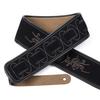 Amumu Guitar Strap, Tribal Embroidered Premium Suede Leather, Black, 2.7" Strap, Adjustable Length 35.4" To 50.4" for Acoustic, Electric, and Bass Gui