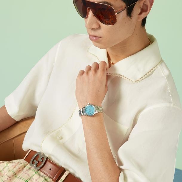 Gucci YA1265044 G-Timeless бирюзовый циферблат часы унисекс
