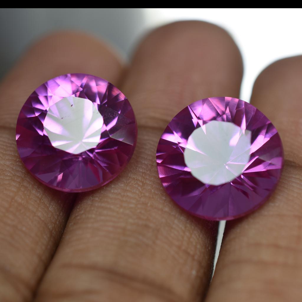 19 Ct Natural Pink Sapphire Round Cut CERTIFIED Ceylon Loose Gemstone Pair