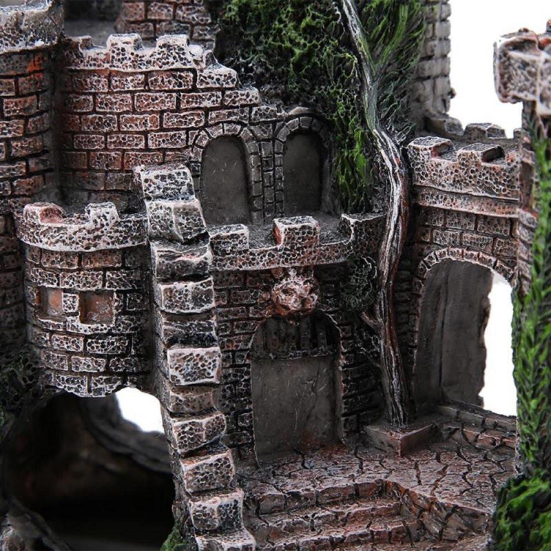 Искусственный древний замок, орнамент из смолы, аквариум, скальная пещера, здание, аквариум, ландшафтный дизайн