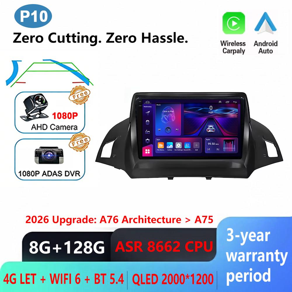 Android 16 For Ford C-MAX Kuga 2 Escape 3 2012-2019 Auto Car Radio Wireless Carplay GPS Navigation Screen Stereo Video tools BT