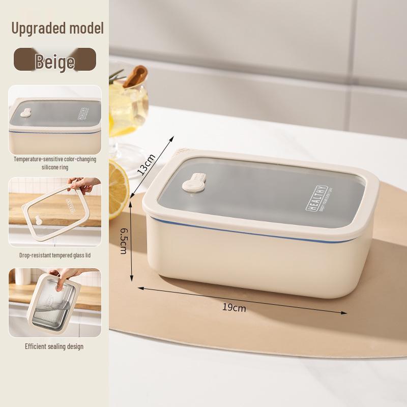 Корейский квадратный ланч-бокс из нержавеющей стали 304 с герметичной стеклянной крышкой - Подходит для микроволновой печи