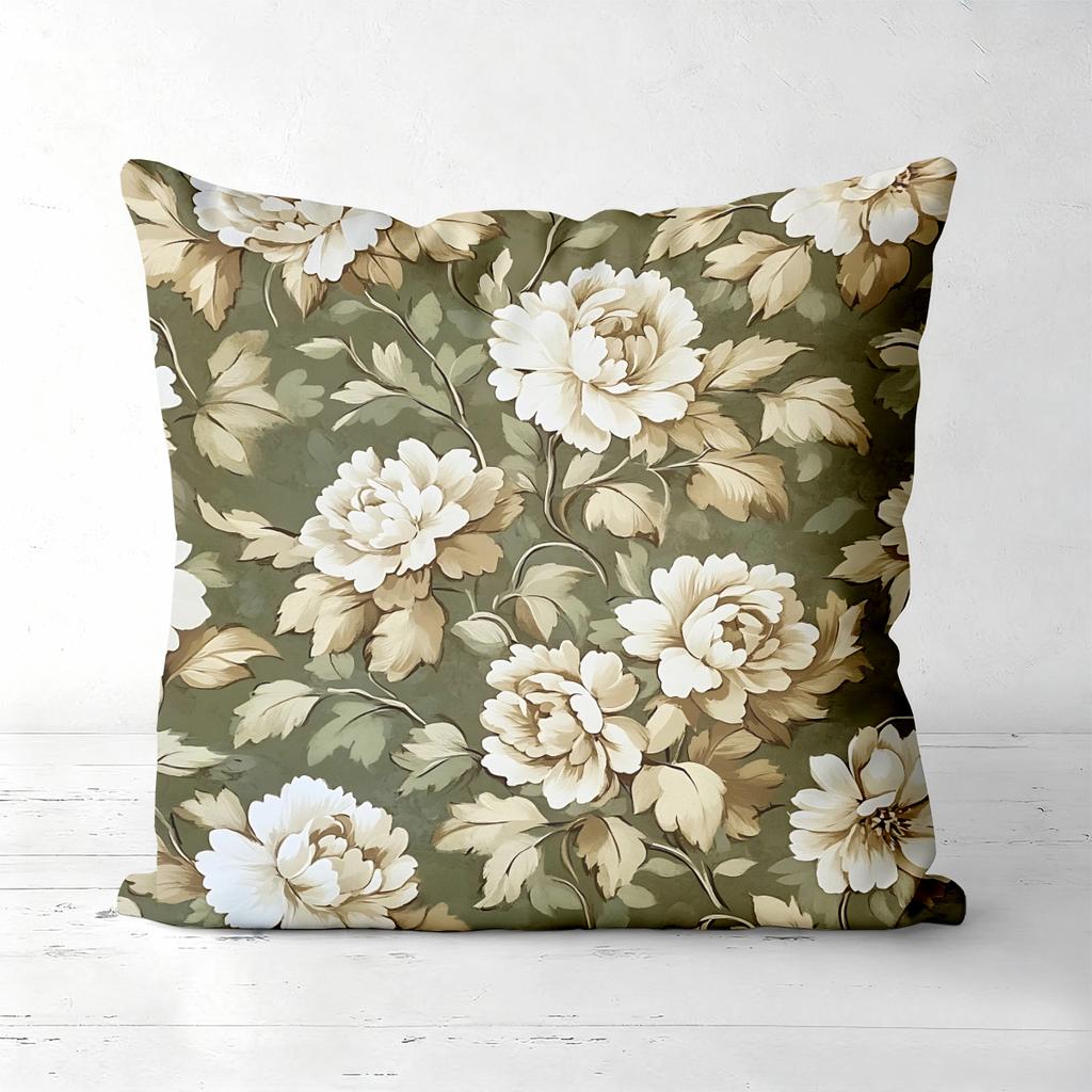 Floral Printed Cushion Covers Green Gray Decorative Polyester pillowcase, sofa decorative cushion cov Headboard Pillow