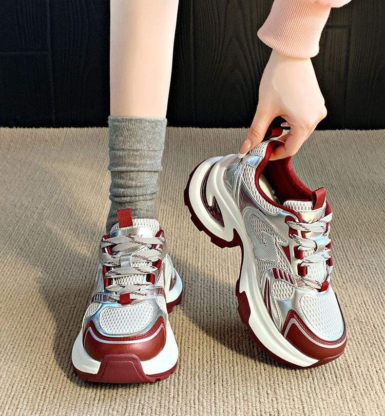 Женские кроссовки на толстой подошве, увеличивающие рост, серебристые, новая весенне-осенняя коллекция, маленькие повседневные спортивные женские туфли