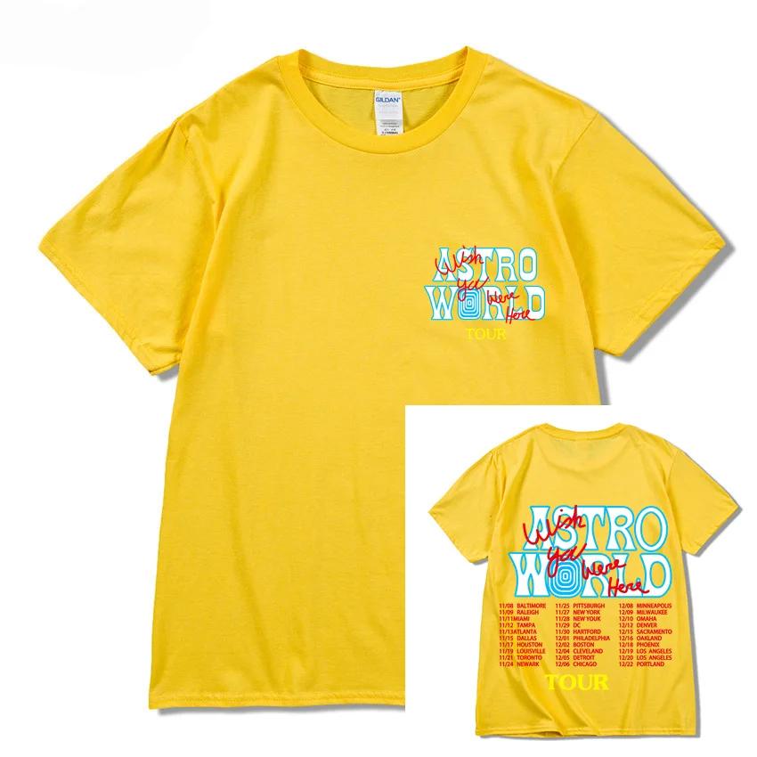 Summer Hip Hop T Shirt UnisexCactus Jack ASTROWORLD Harajuku T-Shirts WISH YOU WERE HERE Letter Print Tee Tops