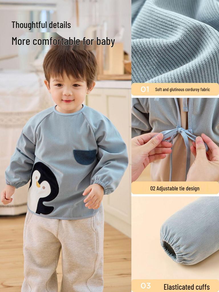 Nidoran 2025 Fleece-Lined Winter Smock for Kids - Anti-Stain and Warm Bib for Boys and Girls