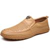 2025 Summer Shoes for Men Genuine Leather Sandals New Hollow Out Slip-on Loafers Fashion Breathable Leather Casual Shoes