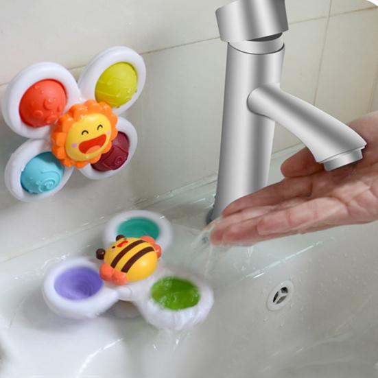 3шт полезный прекрасный цветочный дизайн Spinner игрушка присоска волчок игрушка для ванны для дома