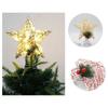 Gold Glitter Christmas Tree Topper Pentagram With LED Lights Sparkle Xmas Treetop Ornament For Home Xmas Festival Decor