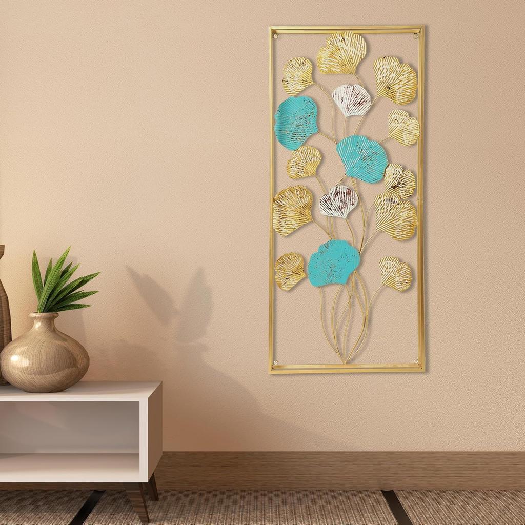 Metal Iron Leaf Hanging Wallart for Living Room Bedroom Decorative Wall Sculpture for Home Decore