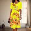 Women's Fashion Graceful Flower Print Summer Spring Short Sleeve O-Neck Casual Dresses
