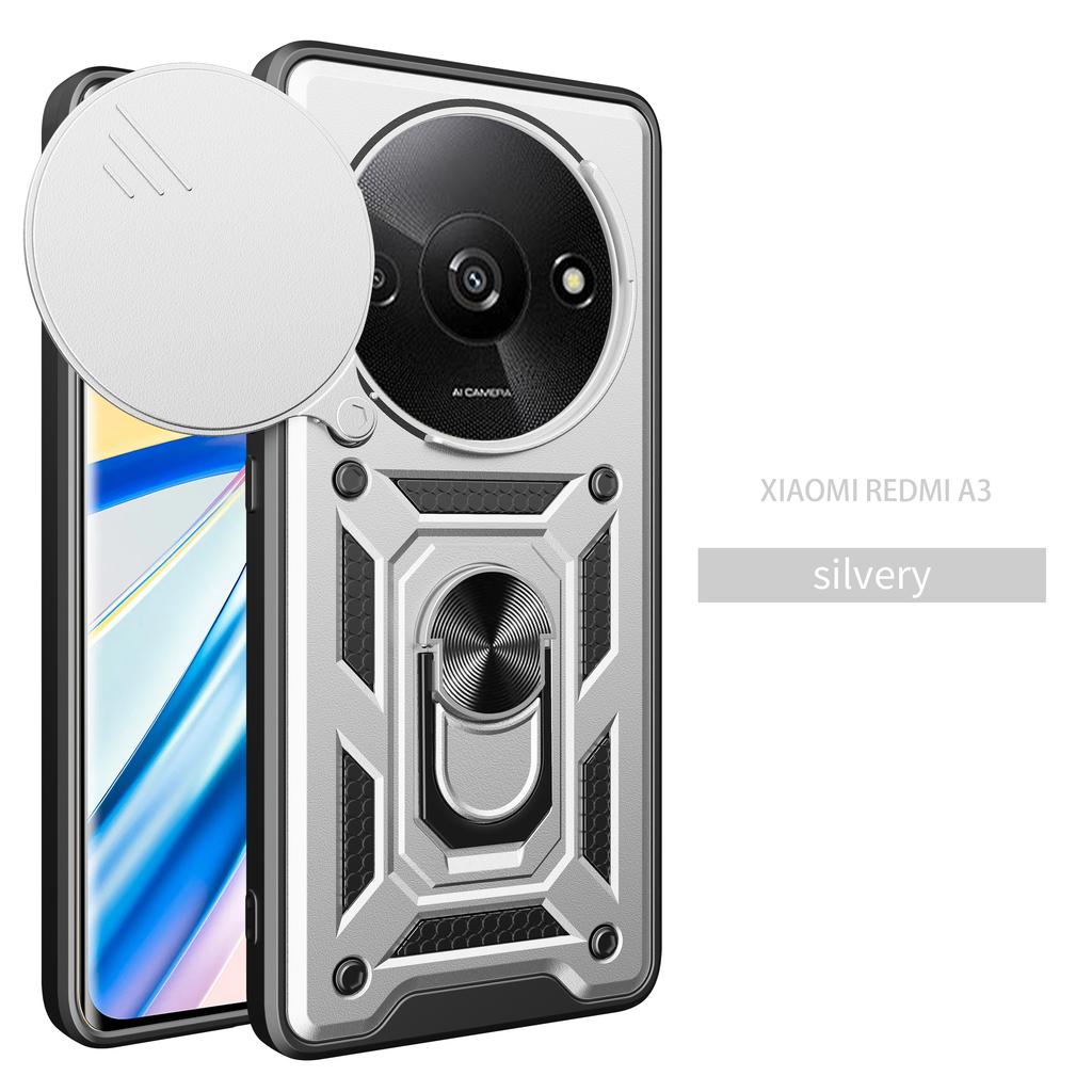 Чехол для Xiaomi Redmi A3 Чехол-крышка для Redmi A3X Чехол для Redmi A3 A3X Магнитное кольцо-держатель Бронированный чехол для телефона Защитная задняя крышка со шторкой для камеры