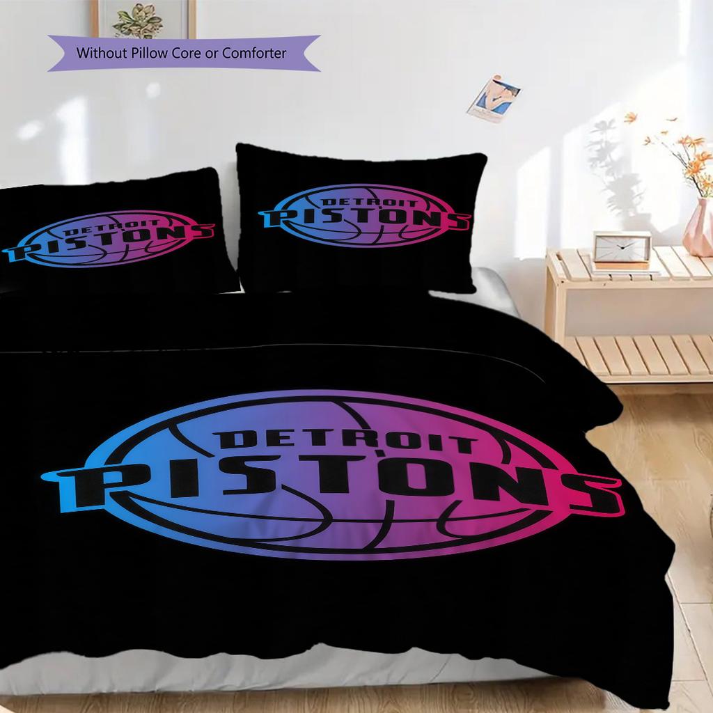 Detroit Pistons Basketball Team Logo Bedding(1 * duvet cover + 2 * pillowcase, without core) Soft and comfortable Bedding set Christmas birthday gift