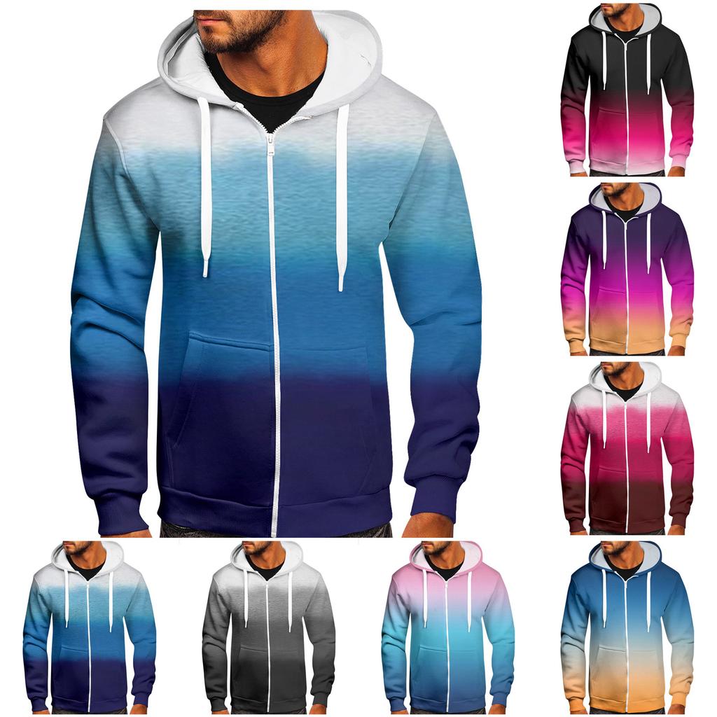Men's Zipper Sweater Coat Printed Fashion Hooded Sweater