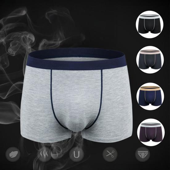 Men Boxer Underwear Mid-rise Breathable Smooth Wiring Perfect Fit Shorts Panties Patchwork