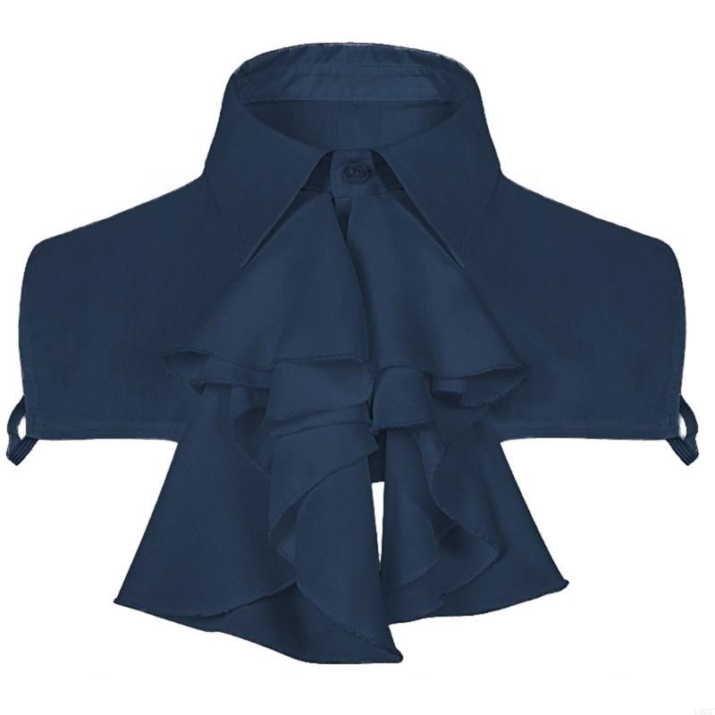 Women Faux Collar Blouse Ruffle Front Jabot Half Shirt Detachable Layering Top Y166