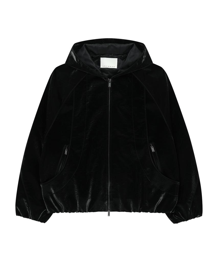 Ungimmick Glossy Hooded Jacket (Black)