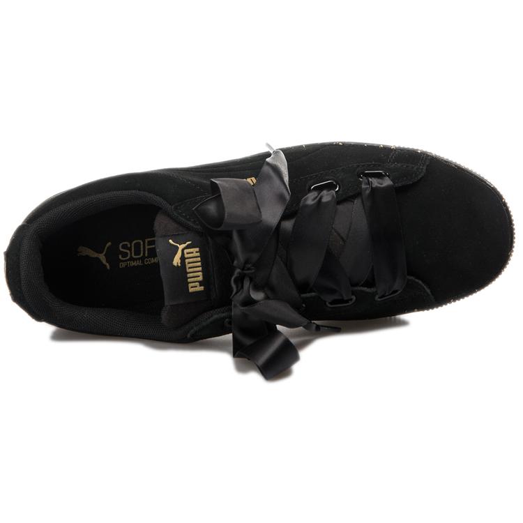 PUMA Vikky Platform Ribbon 'Black Gold' Women's (Unisex) Skateboard Shoes 366815 01