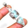 Republic Larimar Blue Topaz Gemstone 925 Silver Plated Pendant 2.27"